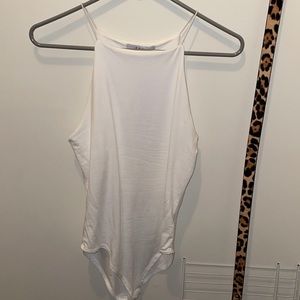 White high neck bodysuit